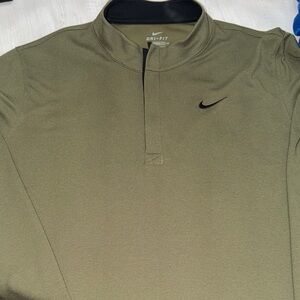 Nike Men's Olive Dri-FIT Polo 1/4 zip Shirt XXL